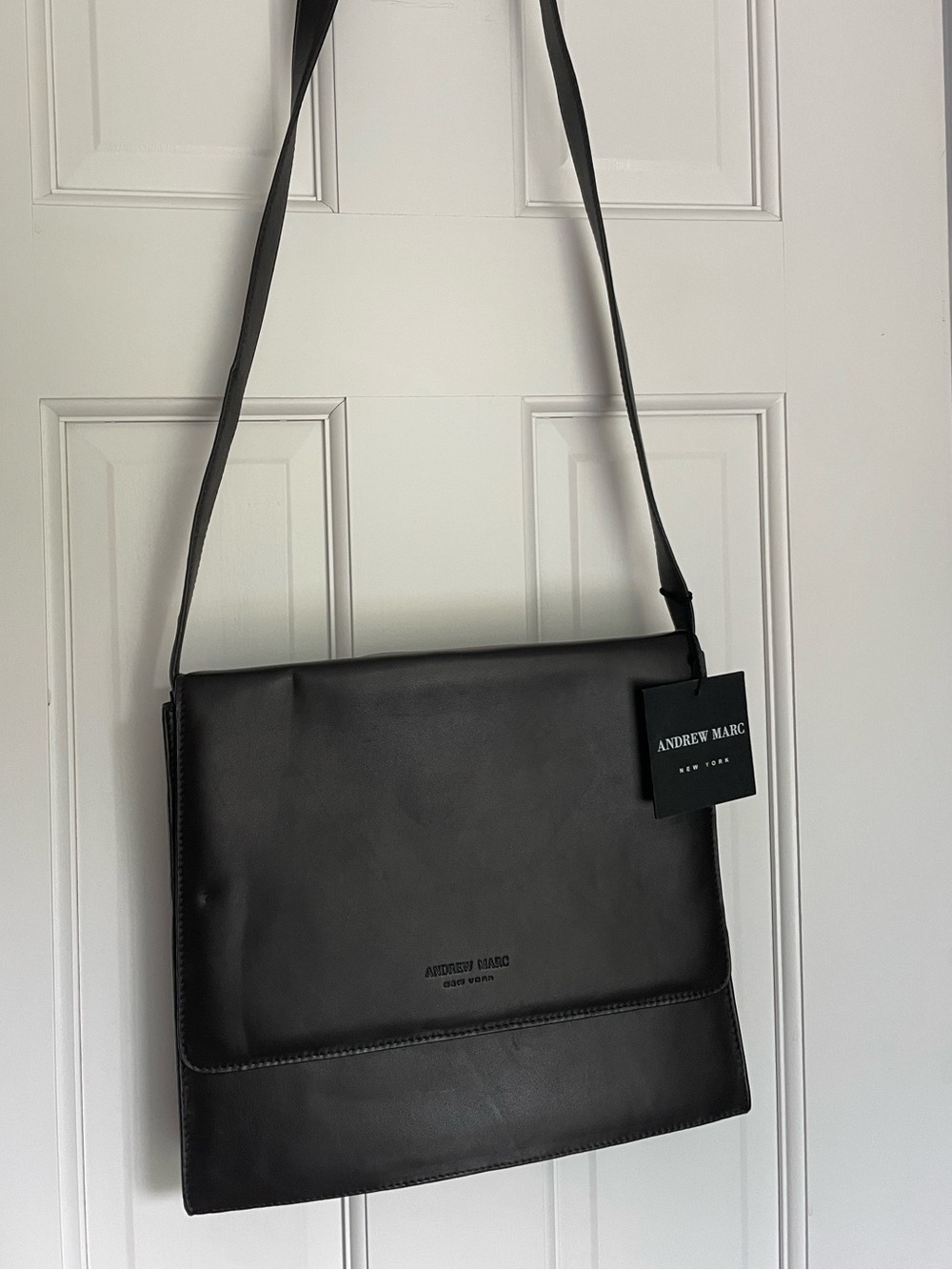 Andrew Marc Dark brown genuine leather crossbody bag. NWT!